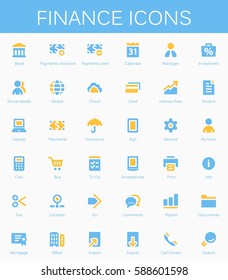 Iconos de servicios bancarios y herramientas financieras. Pictogramas vectoriales modernos