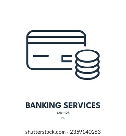 Icono de servicios bancarios. Finanzas, Banco, Tarjeta. Stroke editable. Icono de vector simple