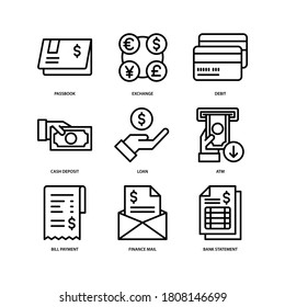 Banking services icon set. Line vector. Isolate on white background. - Shutterstock ID 1808146699