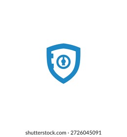 Escudo bancário cofre seguro ícone do logotipo do vetor plano do projeto.
