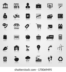 Banking, shopping and ecology icon set