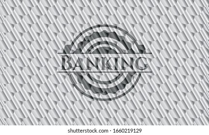 Banking silver color badge. Scales pattern. Vector Illustration. Detailed.