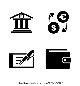 Banking. Simple Related Vector Icons Set for Video, Mobile Apps, Web Sites, Print Projects and Your Design. Black Flat Illustration on White Background.