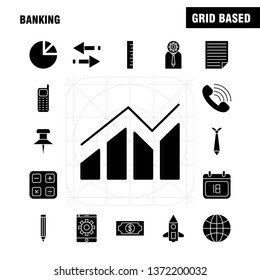 Banking Solid Glyph Icon for Web, Print and Mobile UX/UI Kit. Such as: Mobile Setting, Mobile, Setting, Gear, Projector Screen, Display, Pictogram Pack. - Vector
