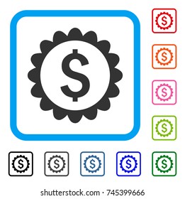 Banking Stamp icon. Flat grey pictogram symbol in a blue rounded rectangle. Black, gray, green, blue, red, orange color additional versions of Banking Stamp vector.