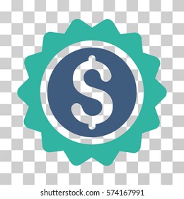 Banking Stamp icon. Vector illustration style is flat iconic bicolor symbol, cobalt and cyan colors, transparent background. Designed for web and software interfaces.