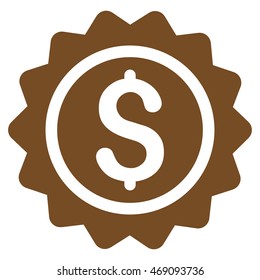 Banking Stamp icon. Vector style is flat iconic symbol with rounded angles, brown color, white background.