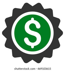 Banking Stamp icon. Vector style is bicolor flat iconic symbol with rounded angles, green and gray colors, white background.