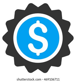 Banking Stamp icon. Vector style is bicolor flat iconic symbol with rounded angles, blue and gray colors, white background.