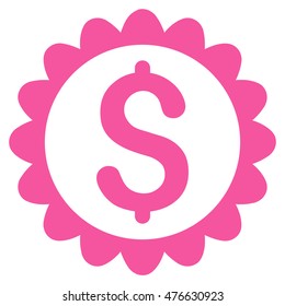 Banking Stamp icon. Vector style is flat iconic symbol with rounded angles, pink color, white background.