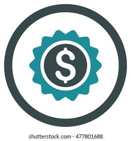 Banking Stamp rounded icon. Vector illustration style is flat iconic bicolor symbol, soft blue colors, white background.