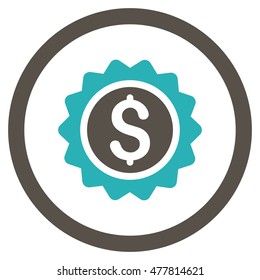 Banking Stamp rounded icon. Vector illustration style is flat iconic bicolor symbol, grey and cyan colors, white background.
