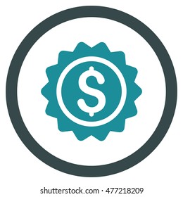 Banking Stamp vector bicolor rounded icon. Image style is a flat icon symbol inside a circle, soft blue colors, white background.