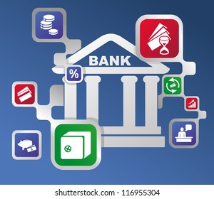 Estructura bancaria. Imagen gráfica conceptual del Banco