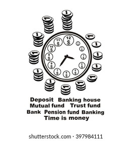 Banking symbol, Bank symbol, pension fund symbol, mutual fund symbol, computer drawing,  vector, silhouette, linear, illustration