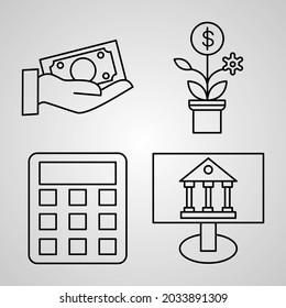 Banking Symbol Collection On White background Banking Outline Icons
