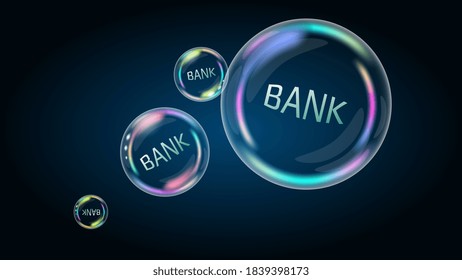 The banking system is bloated and deceitful in the soap bubble. System will burst soon and destroyed. Vector EPS10.