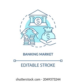 Banking system concept icon. Issuing loans. Opening deposit. Financial help. Banking services abstract idea thin line illustration. Vector isolated outline color drawing. Editable stroke