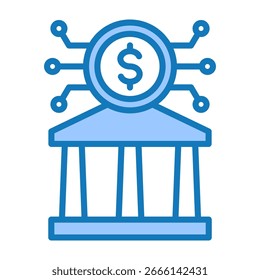 Ícone do sistema bancário azul Dualtone Design Vetor Ilustração