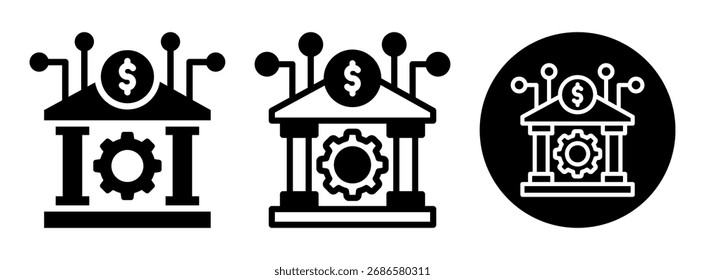 Glifo de Colección de íconos del sistema bancario y Ilustración vectorial mixta