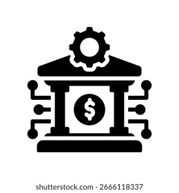 Ilustração do vetor de glifo do ícone do sistema bancário
