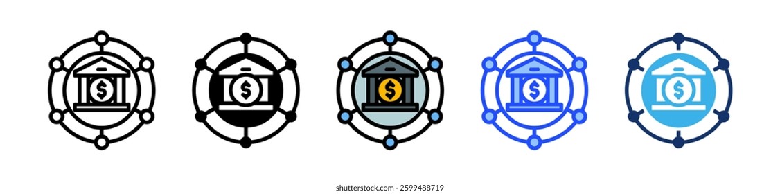 Banking System Icon Set With Multiple Style Collection
