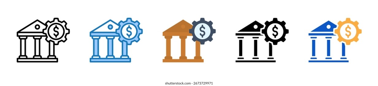 Banking System multiple style icons set design vector illustration.