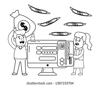Banking teamwork financial planning black and white