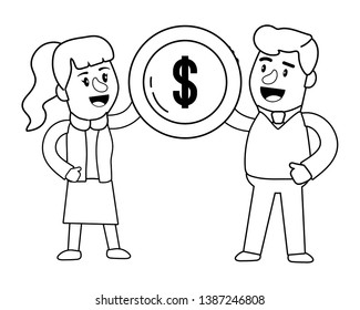 Banking teamwork financial planning black and white