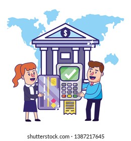 Banking teamwork financial planning dataphone