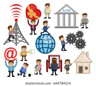 Banking and Technology Cartoon Graphics