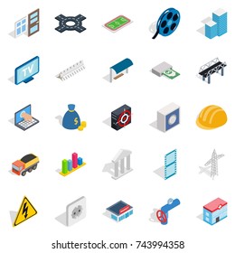 Banking technology icons set. Isometric set of 25 banking technology vector icons for web isolated on white background