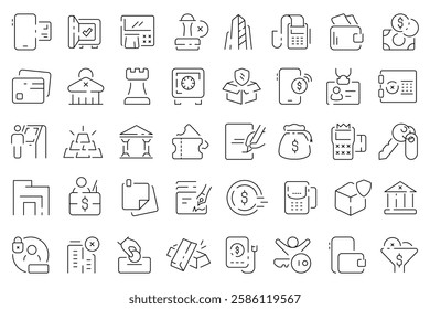 Banking thin line icons set. Banking vector symbol and icons.
