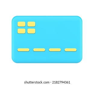 Banking transaction blue credit card front view online shopping payment business e money realistic 3d icon vector illustration. Financial commercial cyberspace retail electronic transfer balance