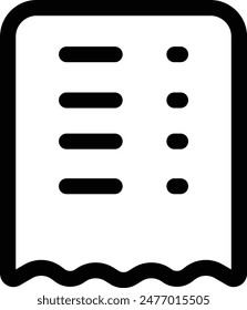 Banking transaction receipt black fill icon. Bill icon, Invoice symbol, Financial Payment icon, Medical bill, Online shopping, Procurement expense, Money document file. Editable graphic resources.