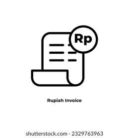 Banking transaction receipt outline icon with rupiah symbol. Bill icon, Invoice symbol, Payment icon, Medical bill, Online shopping, Money document file. Editable graphic resources for many purposes.