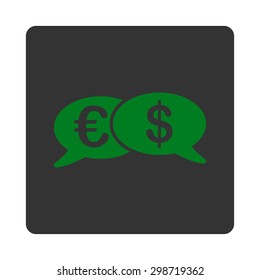 Banking Transactions icon from Commerce Buttons OverColor Set. Vector style is green and gray colors, flat square rounded button, white background.
