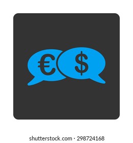 Banking Transactions icon from Commerce Buttons OverColor Set. Vector style is blue and gray colors, flat square rounded button, white background.