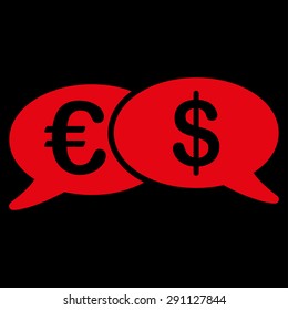 Banking Transactions icon from Commerce Set. Vector style: flat symbol, red color, rounded angles, black background.