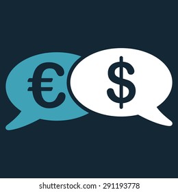 Banking Transactions icon from Commerce Set. Vector style: bicolor flat symbol, blue and white colors, rounded angles, dark blue background.