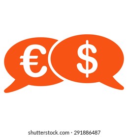 Banking Transactions icon from Commerce Set. Vector style: flat symbol, orange color, rounded angles, white background.
