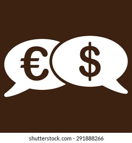 Banking Transactions icon from Commerce Set. Vector style: flat symbol, white color, rounded angles, brown background.