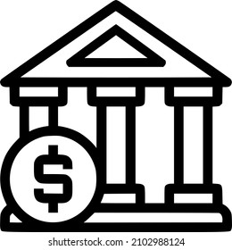 Banking vector icon. Building and money icon. Part of the financial icon set