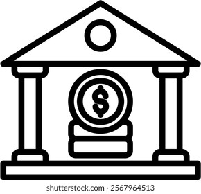 Banking Vector Lineal Icon On White Background.