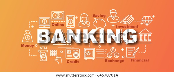 Banking Vector Trendy Banner Design Concept Stock Vector (Royalty Free ...