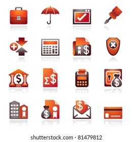 Banking web icons. Black and red series.