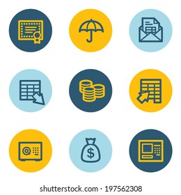 Banking web icons, blue and yellow circle buttons