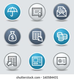 Iconos web bancarios, botones de círculo azul