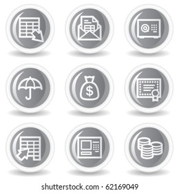 Iconos web bancarios, botón de glamour circular gris