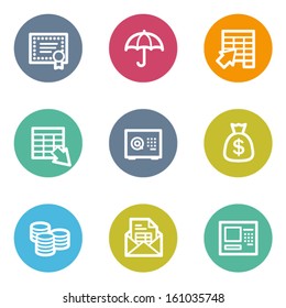 Iconos web bancarios, botones de círculo de color